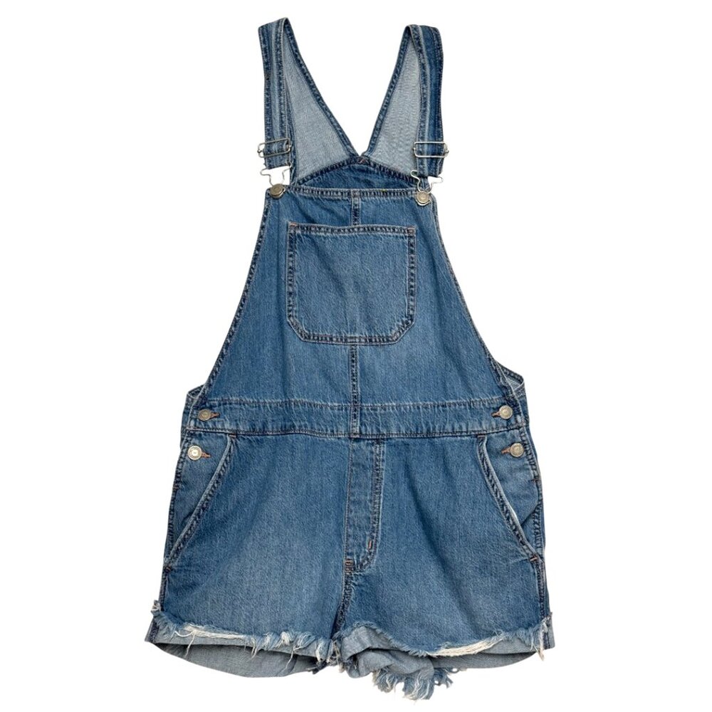 HOLLISTER DENIM DISTRESSED FESTIVAL SHORTALL LIGHTWEIGHT SHREDDED BEACH GRUNGE L